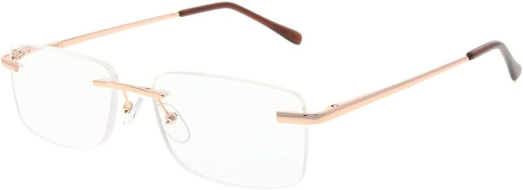 Eyekepper Mens Womens Spring Hinges Rimless Reading Glasses Gold +1.00