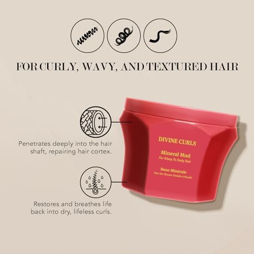Saphira Divine Curls Mud Hair Mask with Dead Sea Minerals – Deep Conditioning Mask for Curly & Wavy Hair – Hydration & Curl Definition – Professional Hair Care 8.5oz / 250ml