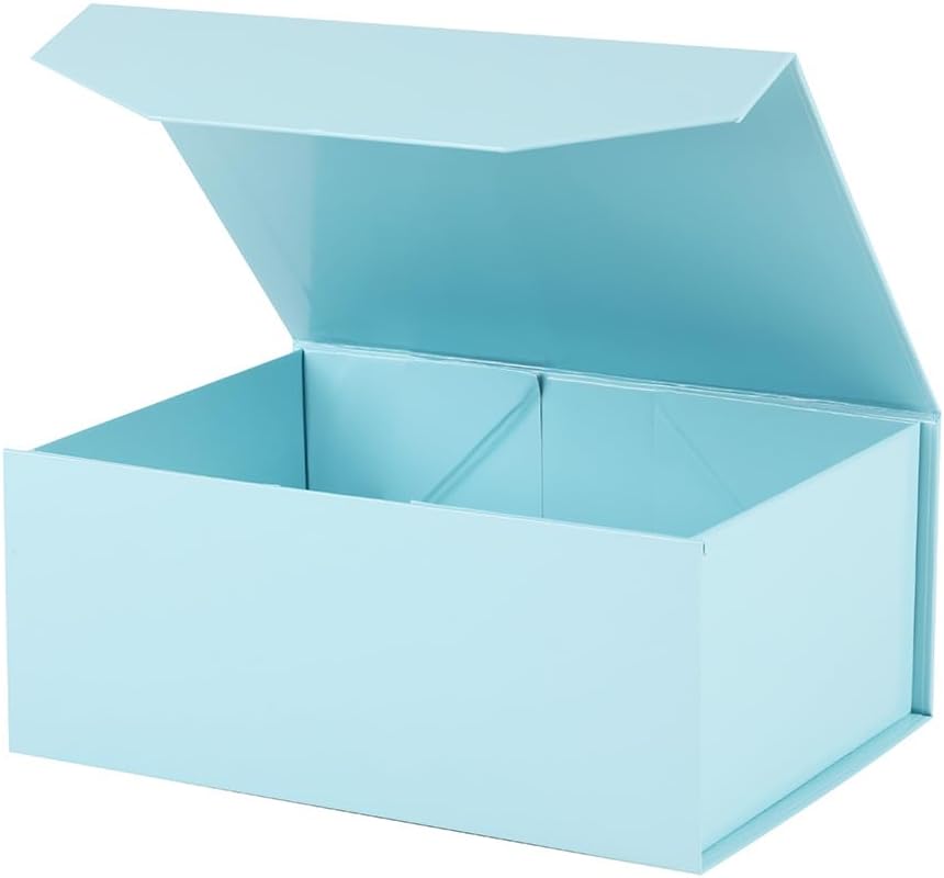 Upgrade 1PCS Blue Gift Box 9.5x7x4 Inches, Sturdy Gift Box with Lid for Gift Packaging, Foldable Magnetic Closure Storage Boxes, Bridesmaid Proposal Box, Rectangle Collapsible Box