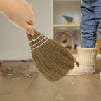 Sweeping Broom Palm Broom Small Natural Whisk Retro Vietnamese Sweeping Desk Cleaning Brush for Courtyard Garage Lobby Mall Market Sidewalks Decks