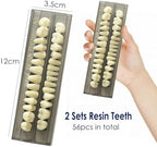 56 Pcs False Teeth Fake Teeth 2 Sets Synthetic Resin Dental Tooth, Upper Lower Denture Tooth, Party Horror Prop Makeup DIY Replacement, 22 A3