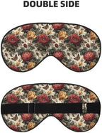 Roses and Butterflies Print Double Side Sleep Eye Mask, Adjustable Night Eye Cover for Women Men