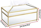 Sumnacon Tissue Box Cover Rectangle Mirrored Tissue Box,Gold Glass Tissue Box Holder, Stylish Tissue Cover for Bathroom Toilet Bedroom Living Room Table Home Office Bar Decor