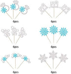 36 Pack He Asked She Said Yes Cupcake Toppers Glitter Love Heart I do Ring Snowflakes Bridal Shower Cake Food Picks Decorations for Wedding Engagement Theme Party Supplies
