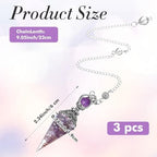 Sibba 3Pcs Pendulum Crystal, Healing Crystal Amethyst Aquamarine Lapis Lazuli Pendulums for Witchcraft Supplies and Divination, Spiritual Pointed Crystals for Dowsing, Meditation, Chakra Healing