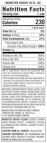 Monster Energy Drink, Green, Original, 16 Ounce | Pack of 15