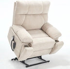 Extra Large Dual Motor Power Lift Recliner Chair, Lift Chair with Massage and Heat for Elderly, Lay Flat Recliner, Standing Assistance, Stainless Steel Cup Holders, Chenille Beige