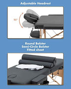 BestMassage Table Massage Bed Spa Bed 73 Inch Heigh Adjustable 2 Folding Portable Massage Table W/ Carry Case Salon Bed