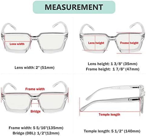 Eyekepper Multifocus Progressive Computer Readers Women - Noline Trifocal Reading Glasses Blue Light Filter Oversize Frame (Transparent)