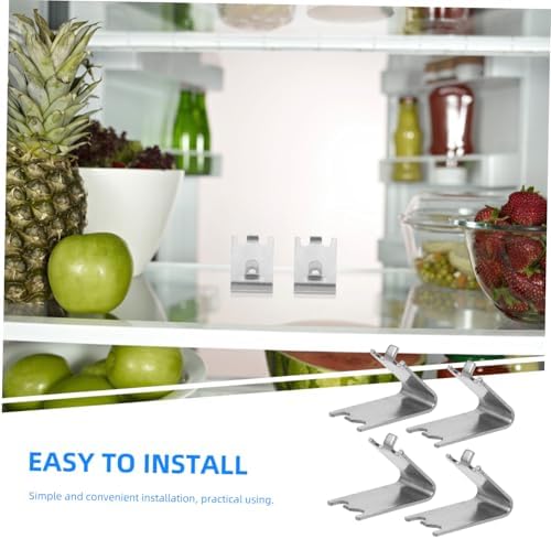 Uonlytech 4pcs Sturdy Stainless Steel Refrigerator Compartment Hooks Adjustable Clips for Fridge Hardware