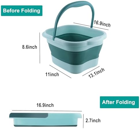 Foot Bath 15L(4 GL) Collapsible Foot Soak Tub with Handle, Foot Spa Bath Massager Foot Soaking for Dry Cracked Feet, Plastic Foot Bucket