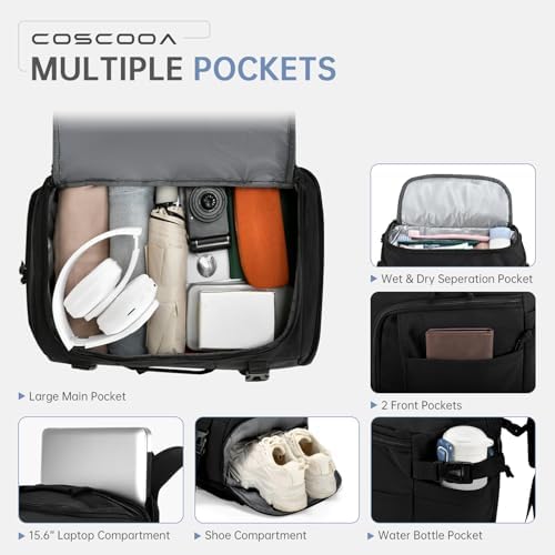 40x30x20cm Travel Bag, Expandable Carry on Travel Backpack 30-35L, 40x30x25cm Personal Item Bag,15.6inch Laptop Backpack with Shoe Compartment and Wet Pockets,Mochila de Viaje