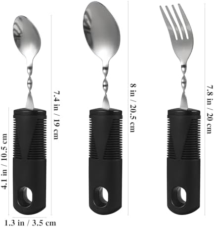Beavorty Adaptive Utensils Set 3Pcs Curved Fork and Spoons with Non-Slip Handles Weighted Tableware for Elderly Disabled Adults Hand Tremors Arthritis
