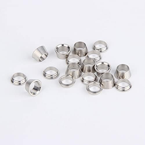 Stainless Steel 304 Compression Tube Fitting, Sleeve 1/2" Tube OD Double Ferrule Ring（Pack of 10 Pairs)