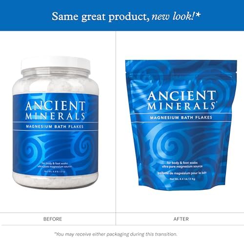 Ancient Minerals Magnesium Bath Flakes - Bathing Alternative to Epsom Salt - Soak in Natural Salts - High-Absorption Efficiency for Relaxation, Wellness & Muscle Relief (4 .4 lb)