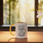 My Cup Overflows With Blessings Psalm 23:5 Ceramic Mug, Yellow/White