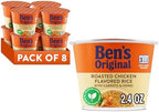BEN'S ORIGINAL Roasted Chicken Flavored Rice Single Serve Cup, Snack or Side, Microwave in 3.5 Minutes, 2.4 oz (Pack of 8)