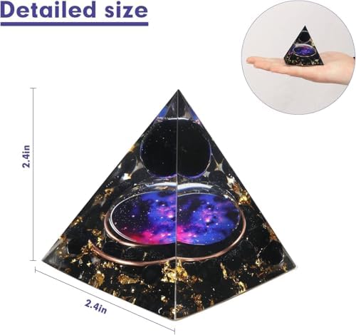 Orgone Pyramid for Positive Energy, Orgonite Obsidian Healing Crystal Pyramids for Reduce Stress Chakra Reiki Healing Meditation Attracts Lucky and Success
