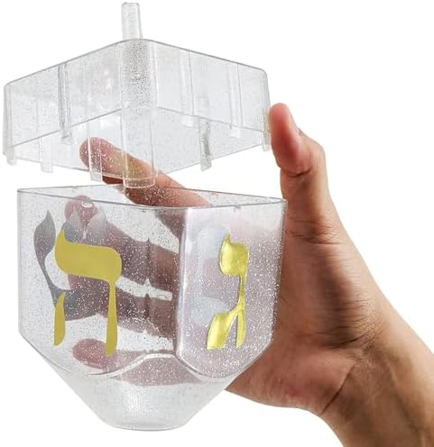 The Dreidel Company Jumbo Hanukkah Fillable 6.5" Inch Dreidel, Stands Straight on Table, Can Be Filled with Hanukkah Gelt or Any Hanukkah Item (Single)