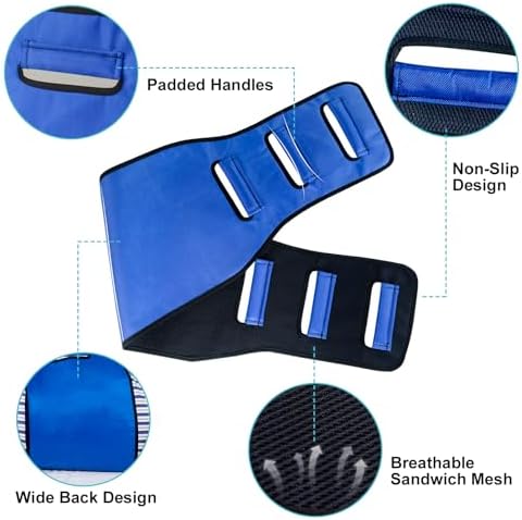 Transfer Belt Transfer Sling - Padded Gait Belt - Heavy Duty Patient Lift, Mobility Standing and Lifting Aid for Disabled, Elderly, Injured - Safely Move from Bed and Wheelchair (Blue)