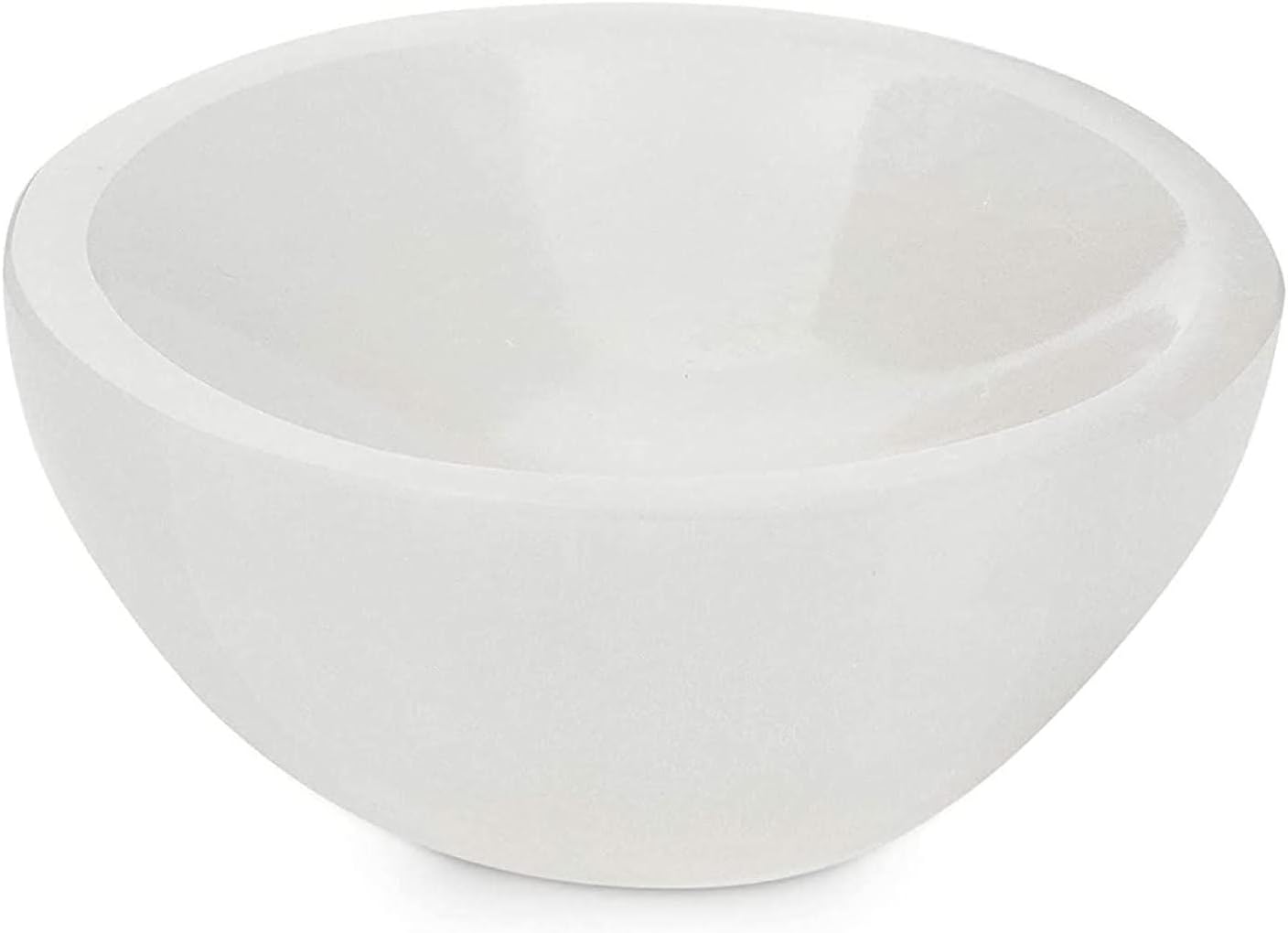 WBM Selenite Crystal Bowl - 4 Inch for Smudging, Healing and Recharging Crystals, Charging Station for Crystals and Healing Stones |Witchcraft Supplies - White