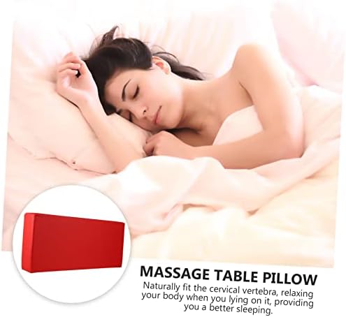 Cabilock 1pc Pu Leather Neck Pillow for Face Massage Table Ergonomic Design Cover Comfortable Support for Beauty Salon and Home Use Red