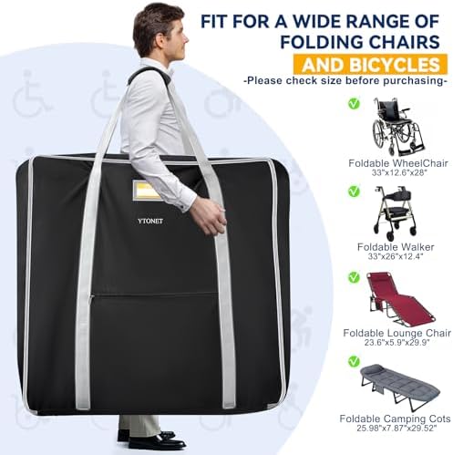 Ytonet Wheelchair Bag, Wheelchair Accessories Designed for Foldable Wheelchairs, With dimensions of 34" L x 11" W x 32" H, Water-Resistant Walker Bag Rollator Accessories, Portable for Car TSA Travel