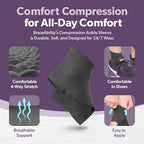 BraceAbility Elastic Ankle Support Brace - Youth Slip on Foot and Ankle Compression Sleeve for Gymnastics, Dance, Kids, Sports, Running, and Sprained Ankle Swelling for Boys and Girls (S - Black)