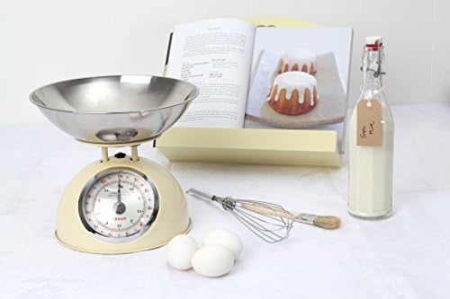 Dexam 17848104 Cream Retro Kitchen Scales with a Large Bowl, Stainless Steel