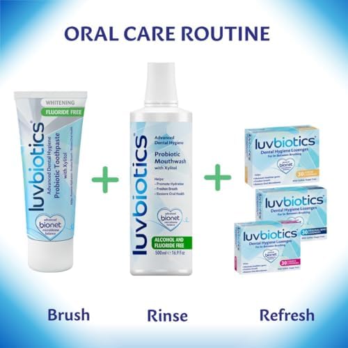 Luv Biotics Fluoride Free Whitening Toothpaste with Oral Probiotics, Xylitol & Aloe Vera for Fresh Breath,Cavity Protection & Oral Care - 75ml