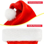 BOSONER Santa Hat,Xmas Holiday Hat for Kids,Unisex Velvet Comfort Christmas Hats Extra Thicken Classic Fur for Christmas New Year Festive Holiday Party Supplies