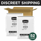 Depend Real Fit Adult Diapers, Incontinence Underwear for Men, Disposable, Maximum Absorbency, Large/Extra Large, 52 Count (2 Packs of 26), Packaging May Vary