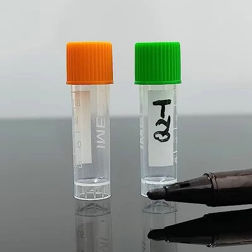 Cryogenic Vials 2ml - Cryo Tubes with Screw Caps - Self Standing Cryogenic Vial (2ml-Orange/(500pcs))