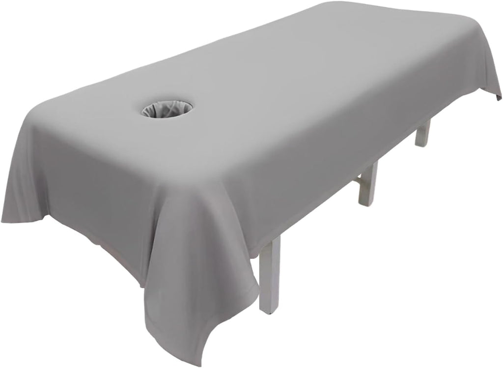 Massage Table Sheets,Massage Table Cover,Massage Linens, Massage Fitted Sheet, Massage Face Rest Cover with Hole, Sutiable for Beauty,Spa 55 * 95 in (Grey with Hole)