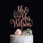Rose Gold Mr & Mrs Wedding Cake Topper with Last name and Date, Elegant Custom Mr and Mrs Cake Topper, Personalised cake topper also available in Gold, Silver or Champagne Glitter