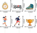 Running Cupcake Toppers, Track, Cross Country or Marathon Party Birthday Party Clear Treat Picks, Sports Theme Party Cake Decoration.Rainbow Glitter Set of 18