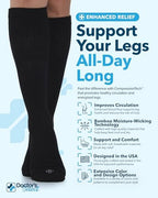 Doctor's Select Bamboo Viscose Light Compression Socks for Women & Men - 3 Pairs, 8-15 mmHg Compression Socks, Knee High