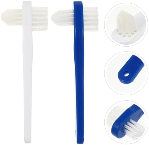 ARTIBETTER 2Pcs Double-Sided False Toothbrush Cleaning Tool (White + Blue)