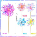 50PCS Foil Firework Cupcake Toppers, Happy Birthday Cake Toppers, Firework Cake Topper, Sparkle Tinsel Drink Stirrers, Tinsel Drink Decoration for Party, Wedding, Graduation, Christmas, Valentine