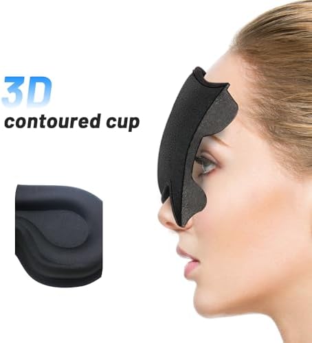 Sleep Eye Mask for Men Women, Lash Extensions 3D Sleeping Mask, Travel Blackout Night Blindfold Eye Shade Cover with Adjustable Strap (Black-3D)