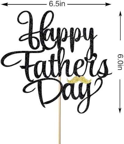 Glitter Happy Father's Day Cake Topper for Happy Birthday Cake Decorations, Dad Birthday Themed Decoration for Father Day Birthday Party Decorations supplies (Black)