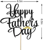 Glitter Happy Father's Day Cake Topper for Happy Birthday Cake Decorations, Dad Birthday Themed Decoration for Father Day Birthday Party Decorations supplies (Black)
