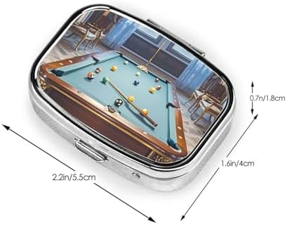 Pill Box 2 Compartment Metal Medicine Pill Organizer Billiard Pill Case for Purse or Pocket Cute Mini Portable Pill Holder Travel Pill Container to Hold Supplements, Vitamins, Fish Oil