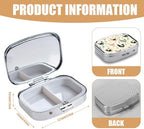 Pill Box-2 Compartment Small Pill Case Square Organizer Case with Mirror Portable Metal Medicine Box Travel Container for Pocket & Purse Women Men（Rustic Chicken）
