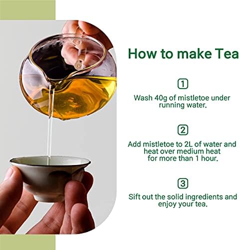 Dried Mistletoe 2oz (57g) Viscum Album 100% Natural Herb Tea Hujisheng No Additives Vegan Friendly Dried Mistletoe 100% Caffeine-Free Herbal Tea, Traditional Herbal Ingredient