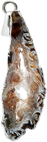 SUNYIK Irregualr Natural Agate Quartz Geode Druzy Pendant Necklaces for Women,Healing Crystal
