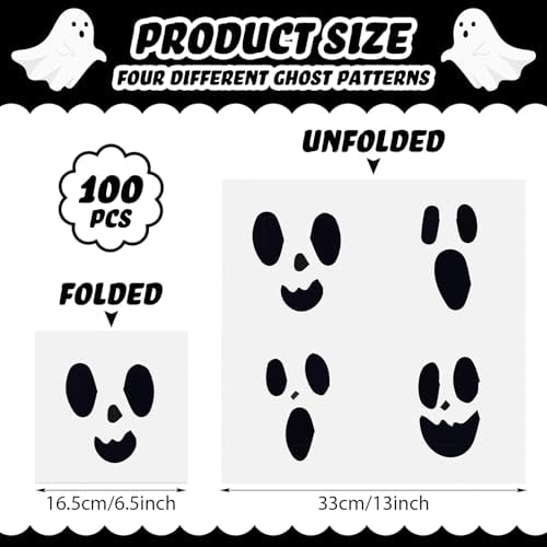 Epakh 100 Pcs Halloween Paper Napkin Ghost Pumpkin Double Sided Printing Disposable Dessert Dinner Hand Napkin for Halloween Theme Party Supplies Tableware