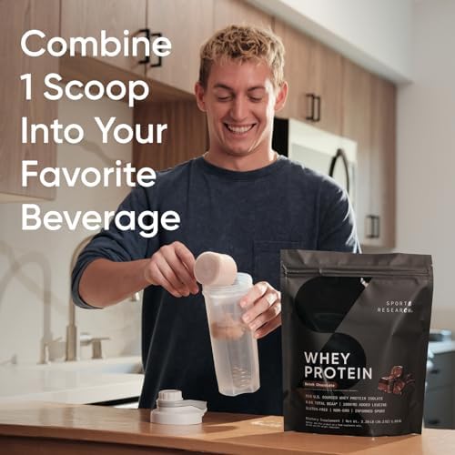 Sports Research Whey Protein Isolate - Sports Nutrition Protein Powder 25g per Serving - 5lb Bag Whey Protein - Dutch Chocolate Bulk Protein Powder, 60 Servings