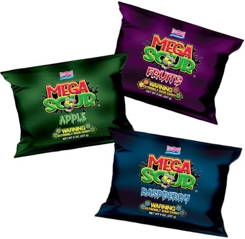 Barnetts Mega Sour Candy 3 Pack – Handmade British Sweets – Raspberry, Apple & Fruits – Gift or Party Treat (227 g × 3)
