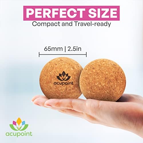 Acupoint Physical Massage Therapy Lacrosse Ball Set Ideal for Yoga Deep Tissue Massage Trigger Point Therapy and Myofascial Release Physical Therapy Equipment Back Foot Plantar Fasciitis (Cork)